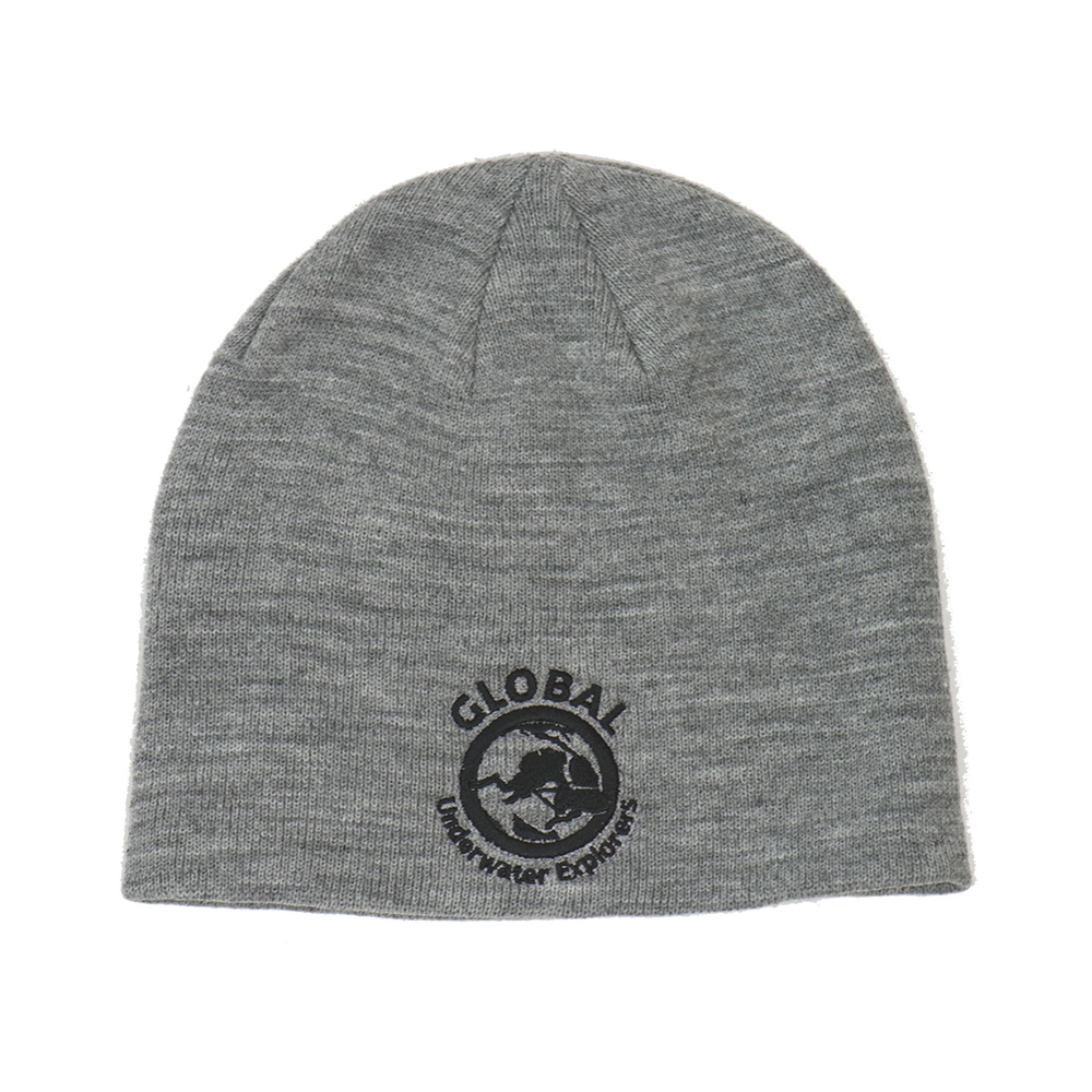 Grey Knit Beanie With Embroidered Logo Grey Knit Beanie With Embroidered Logo