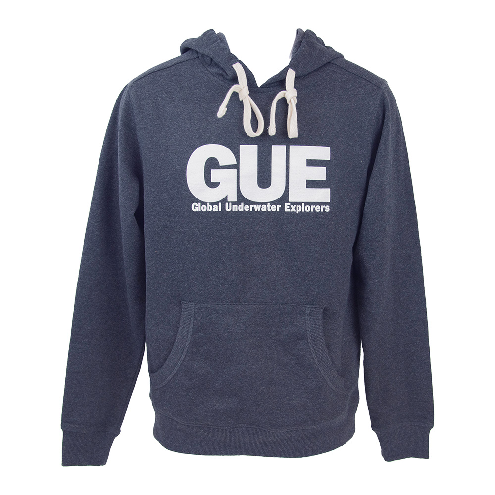 RECYCLED HEATHERED NAVY GUE PULLOVER HOODIE