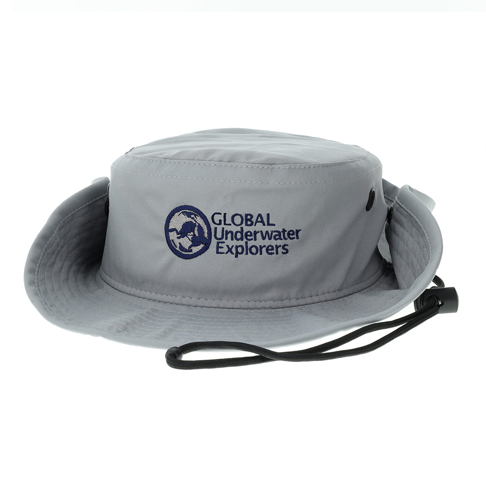 Grey Boonie Hat Navy Embroidered Logo Grey Boonie Hat Navy Embroidered Logo